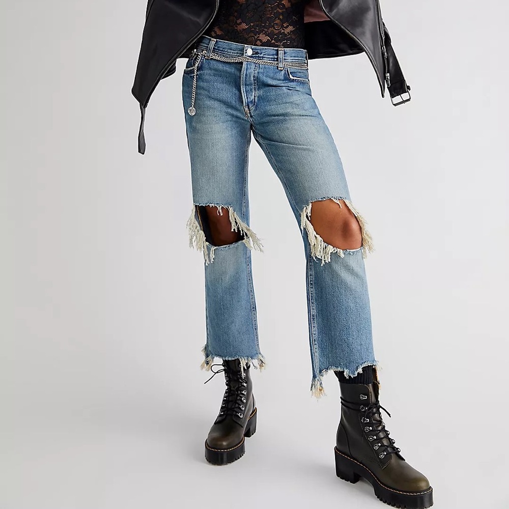Free People We The Free Maggie Mid Rise Straight Cropped Jean - Size 25